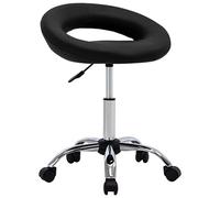 Eclith Tabouret de travail sur roulettes en cuir synthétique noir avec dossier rembourré réglable en hauteur jusqu'à 66 cm 110 kg Idéal pour bureau, cabinet, bureau à domicile, salle d'étude, salle de