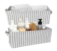 Eclove Lot de 2 Paniers de Rangement en Tissu avec Poignées - Boîtes Pliables et étanches, Organisateurs Multifonctionnels pour Salle de bain, Chambre et bureau - 38 x 15 x 13 cm