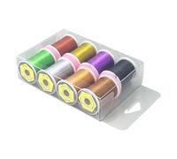 ECMQS Assortiment de fils à mouches pour les fabricants d'appâts | Lot de 8 bobines en polyester avec boîte de rangement transparente, contrôle des fibres enveloppées