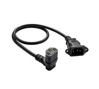 ECMQS Câble d'extension IEC pour câblage des appareils, version incurvée | Entrée montée sur plaque, sortie latérale, câble de 60 cm de long pour armoires électriques
