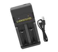 ECMQS Dock à cellules rechargeables 26650 | Support d'alimentation avec deux emplacements, câble de type C inclus dans la livraison, prise en charge des boutons plats,