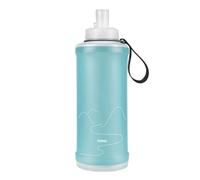 ECMQS Flasque souple pour trail running, bleu clair | Bouteille d'eau de sport pliable de 500 ml avec bec verseur, fermeture rigide, dragonne et échelle
