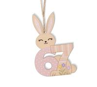 ECMQS Lapins de Pâques fabriqués à la main en bois naturel à suspendre pour décoration festive, emballage cadeau et couronne de Pâques