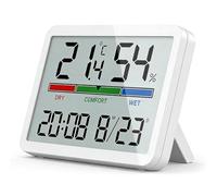 ECMQS Lot de 2 horloges hygromètres numériques avec affichage confortable | Thermomètre d'intérieur multifonction avec contrôle de confort et horloge numérique pour une utilisation dans plusieurs