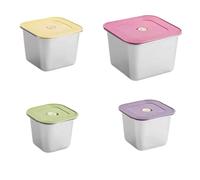 ECMQS Lot de 4 boîtes de conservation carrées Meal Prep, D | Boîtes à déjeuner avec couvercle pour la préparation des repas et l'utilisation du réfrigérateur, stockage dans la cuisine
