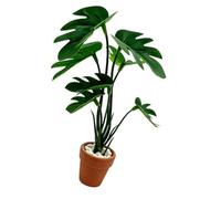 ECMQS Plante artificielle miniature Monstera pour exposition de modélisme A | Vert pot, échelle 1:6 avec feuillage moulé et pierres décoratives