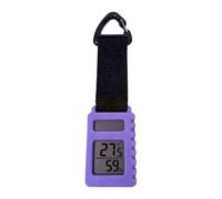 ECMQS Sac à dos hygromètre extérieur avec panneau solaire, violet | Affichage numérique, mousqueton, thermomètre portable pour les déplacements