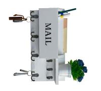 ECMQS Support pour clés postales en bois pour montage mural avec 7 | Organiseur de courrier et de clés en bois naturel pour montage mural avec compartiments de rangement pour le trieur de