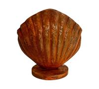 ECMQS Vase à fleurs en métal avec coquillage et socle | Pot d'accent finition vintage pour console, bibliothèque, rebord de fenêtre
