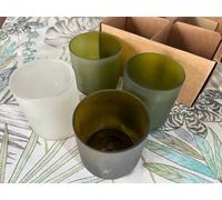 ECO - 4 Verres sablés Bouteille Recyclé Vert