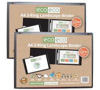 eco-eco Ec0146x2 Lot de 2 classeurs de présentation A4 95% recyclés Dos 22 mm 2 anneaux Noir