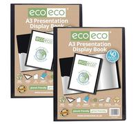 eco-eco Eco006x2 Lot de 2 porte-vues A3 50% recyclé 40 pochettes en plastique Noir