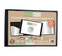 eco-eco Eco096 Porte-vues A3 50% recyclé 20 pochettes en plastique Noir paysage