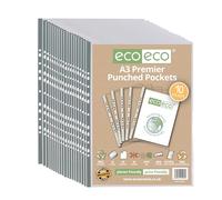 eco-eco Lot de 200 pochettes perforées 100% recyclées Format A3 Portrait Transparent 90 microns Eco013 x 20