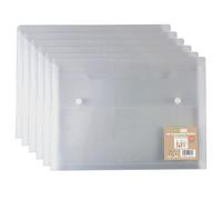 eco-eco Lot de 6 pochettes transparentes A4 100% recy s avec double bouton-pression, 330 x 240 mm, 300 microns