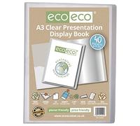 eco-eco - Porte-vues transparent avec 40 pochettes en plastique 50% recyclé, format A3 - eco101