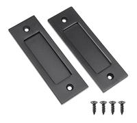 Eco-Fused 2x Poignée de tirage pour porte de grange coulissante (noir) avec vis auto-taraudeuses - Poignée en acier massif de 6 pouces avec base plate - Facile à installer - Idéale pour les portes