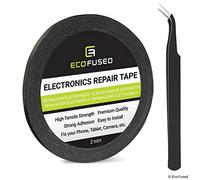 Eco-Fused Ruban adhésif Autocollant pour Une Utilisation dans la réparation de téléphone cellulaire - Ruban de 2mm - incluant 1 Paire de Pinces/Chiffon de Nettoyage en Microfibre (Noir)