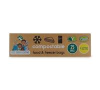 Eco Green Living - Sacs alimentaires et de congélation compostables 4 L - Écologiques, sans BPA - Sacs de conservation pour viande, légumes et fruits - Préparation culinaire - Lot de 4 (100 sacs)