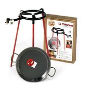 Eco Set Paella pan 38cm: Set of 3 Square Support Legs + 38cm Polished Steel Paella pan + 300mm Gas Burner