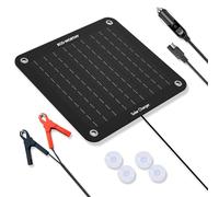 ECO-WORTHY 10W 12V Mainteneur de Batterie de Voiture | Chargeur d'entretien Solaire Portable avec Allume-Cigare ou Pinces Crocodile pour RV/Camping/Automobile/Moto/Bateau