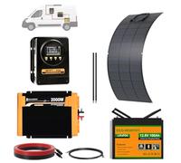 ECO-WORTHY 1280Wh Kit Panneau Solaire Camping-Car: batterie lithium 12v 100Ah avec Bluetooth + panneau solaire souple 200W + régulateur MPPT 20A + onduleur 2000W, pour les Camping, campervan, vanlife