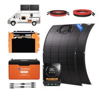ECO-WORTHY 4019Wh Kit Panneau Solaire Camping-Car: Batterie Lithium 12v 314ah Lifepo4+2*Panneau Solaire Souple 200W+Régulateur MPPT 40 Onduleur 2000W, Alimentez votre réfrigérateur et votre cafetière