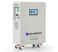 ECO-WORTHY 48V 314Ah LiFePO4 Batterie 16 1kWh Stockage D'énergie et 200A PACE BMS Disjoncteur RS485/CAN/RS232 Pour Domestique