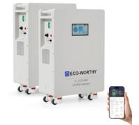 ECO-WORTHY Batterie Lithium 48V 314AHx2 32,2kWh avec Bluetooth | LiFePO4 RS485/CAN/RS232 pour l'alimentation de Secours à la Maison, les Systèmes Solaires Indépendants du Réseau