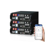 ECO-WORTHY Cubix100 Batterie Lithium 48V 100Ah*3 Bluetooth | avec BMS 100A, LiFePO4 15,36kWh 3U pour Rack de Serveur avec Prise en Charge Can&RS485 pour système Solaire Complet