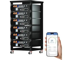 ECO-Worthy Cubix100 Batterie Lithium 48V 100Ah*6 Bluetooth | avec BMS 100A, LiFePO4 30,72kWh 3U pour rack de serveur avec prise en charge CAN&RS485 pour système solaire complet