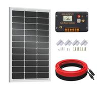 ECO-WORTHY Kit de panneau solaire 100 W 12 V pour camping-car, bateau 12 V Batterie : panneau solaire monocristallin 100 W + régulateur de charge solaire 30 A + câble solaire + pinces de fixation Z