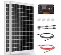 ECO-WORTHY Kit de panneau solaire 240 W 12 V 1 kWh/jour hors réseau pour camping-car, voiture, bateau, abri de camping : 2 panneaux mono 120 W + contrôleur PWM 30 A