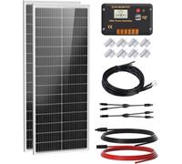 ECO-WORTHY Kit Panneau Solaire 200W (2x100W) | 12V 18BB Type N, Rendement 25 % avec Régulateur de Charge 30 A, Convient pour Camping-cars, Bateaux et Systèmes Solaires.