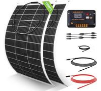 ECO-WORTHY Kit Panneau Solaire Souple 260W 12V Système Hors Réseau : 2PCS Panneau Solaire Flexible 130 W + 30 A écran LCD + 5 m câble solaire pour caravane, camping-car, bateau, cabine