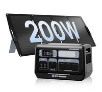 ECO-WORTHY PS2400 Generateur Electrique Portable avec Panneau Solaire 200W | Batterie lithium 2048Wh avec 10 ports (crête 4800 W) Fonction WiFi & Bluetooth pour Camping-car, Camping