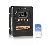 ECO-WORTHY Régulateur de charge MPPT 20 A, 12 V/24 V Bluetooth | avec détection automatique,application et écran, compatible avec les batteries plomb-acide, SLA, FLD, LFP