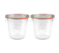 EcoBaker Weck 742 Lot de 2 bocaux de conservation à large ouverture avec couvercles en verre, joints et pinces pour levain, conserve, yaourt, kimchi, confiture