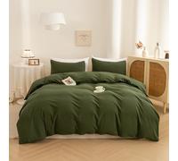 ECOCOTT Parure de lit 3 pièces pour lit jumeau, 100% Coton lavé, 1 Housse de Couette avec Fermeture éclair et 2 taies d'oreiller, Ultra Douce et Facile d'entretien, Respirante, Confortable, de Style