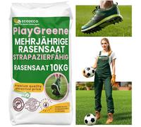 EcoDeco graines de gazon gazon à semer 10kg, gazon résistant, gazon regarnissage pour pelouse dense et usage intensif