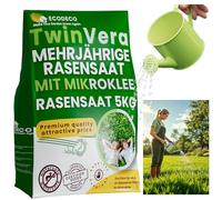 ECODECO Grassamen mit Mikroklee Samen Rasen | Trockenheitsresistent Selbstverdickender Mikroklee Pipoline | Rasensamen Nachsaat Frühling 5kg