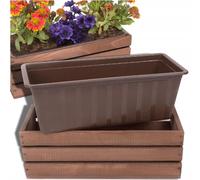 EcoDeco jardinière en bois blanche 40 cm avec insert en plastique, jardinière rectangulaire blanche 40 cm pour balcon