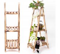 EcoDeco Présentoir à fleurs en bois, étagère à fleurs style escalier, présentoir plantes 3 niveaux, support pour pots de fleurs