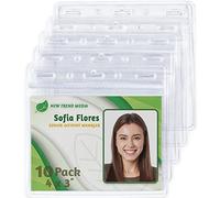 ÉcoEarth Porte-badge vertical horizontal en plastique transparent pour étiquettes d'identité, pochettes de noms de conférence, sans fermeture éclair 10 Charge supérieure horizontale 3 x 4.