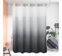 Ecoehoe Rideau de Douche en Tissu sans Crochets avec Doublure en Polyester à Clipser et aimants - Qualité hôtelière - Gris dégradé de Gris 180,3 x 200,7 cm (l x L)