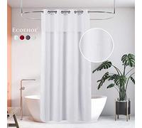 Ecoehoe Rideau de Douche Extra Long en Tissu gaufré sans Crochet avec Doublure Amovible en Polyester 100% étanche 71" * 79"（180cm*200cm Blanc