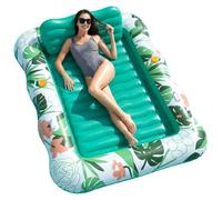 EcoFurnix Matelas Gonflable Piscine 190 x 130 cm, Tanning Pool avec Appuie-Tête Amovible et Porte-Gobelet, Vert