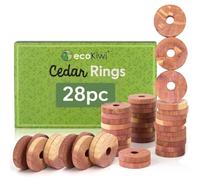 ecoKiwi Anti Mites Textiles Puissant 28 Anneaux de Cèdre - Naturelle & Durable Antimites Vêtements Puissant - Parfum Bois de Cèdre Frais - Répulsifs à Mites de Vêtements pour Placards & Penderies