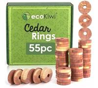 ecoKiwi Anti Mites Textiles Puissant 55 Anneaux de Cèdre - Naturelle & Durable Antimites Vêtements Puissant - Parfum Bois de Cèdre Frais - Répulsifs à Mites de Vêtements pour Placards & Penderies