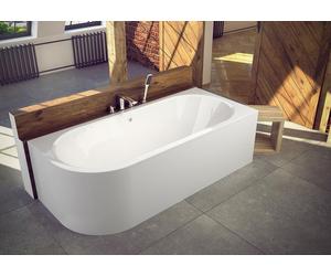 ECOLAM Baignoire Avita 150x75 cm droite + tablier en acrylique | pieds siphon + silicone | Set complet | Ideale pour deux